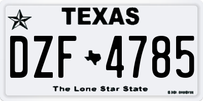 TX license plate DZF4785