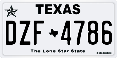 TX license plate DZF4786