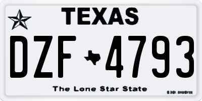 TX license plate DZF4793