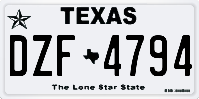 TX license plate DZF4794