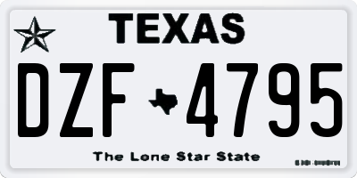 TX license plate DZF4795