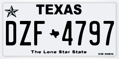 TX license plate DZF4797