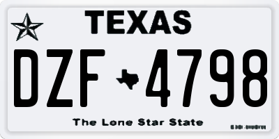 TX license plate DZF4798