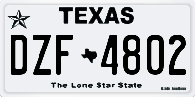 TX license plate DZF4802