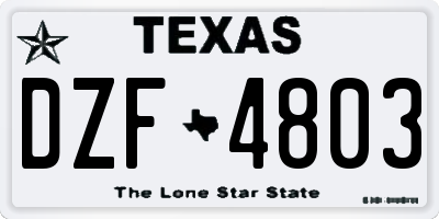 TX license plate DZF4803