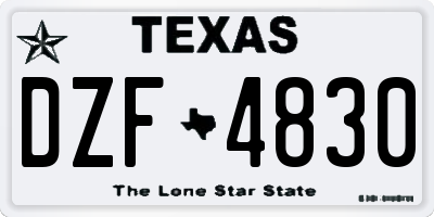 TX license plate DZF4830