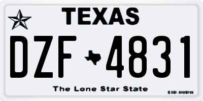 TX license plate DZF4831