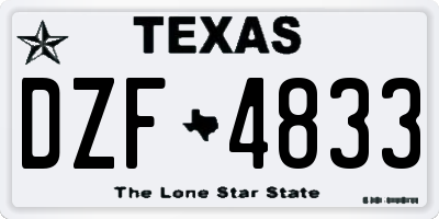 TX license plate DZF4833