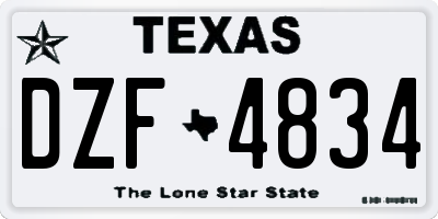 TX license plate DZF4834