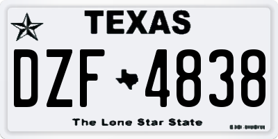 TX license plate DZF4838