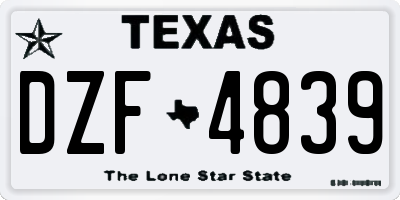 TX license plate DZF4839