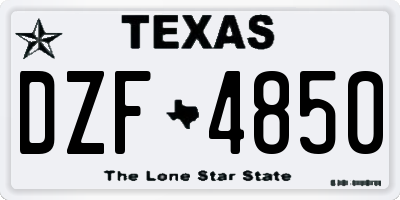 TX license plate DZF4850