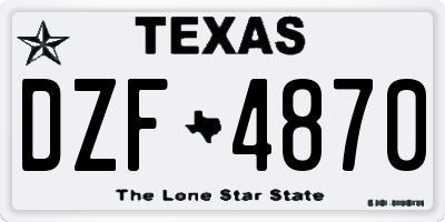 TX license plate DZF4870