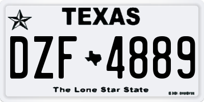 TX license plate DZF4889