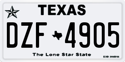 TX license plate DZF4905