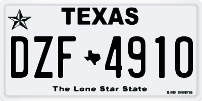 TX license plate DZF4910
