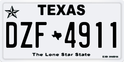 TX license plate DZF4911