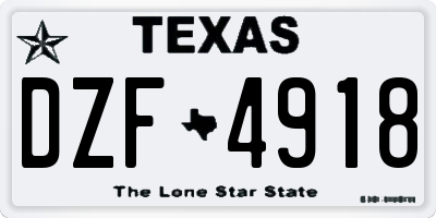 TX license plate DZF4918