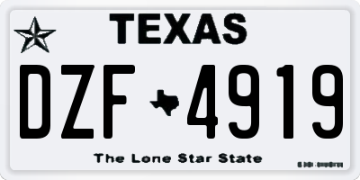 TX license plate DZF4919