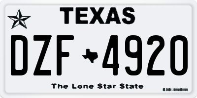 TX license plate DZF4920