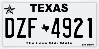 TX license plate DZF4921