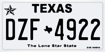 TX license plate DZF4922