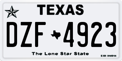TX license plate DZF4923