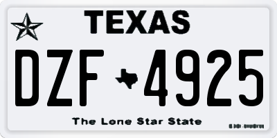 TX license plate DZF4925