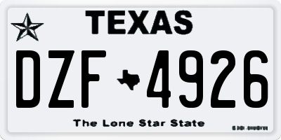 TX license plate DZF4926