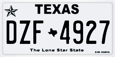 TX license plate DZF4927