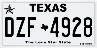 TX license plate DZF4928