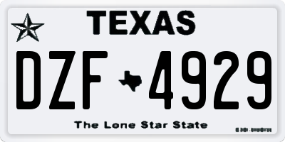 TX license plate DZF4929