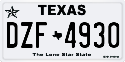TX license plate DZF4930