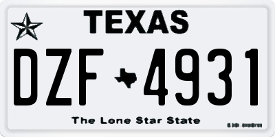 TX license plate DZF4931