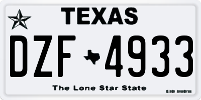 TX license plate DZF4933
