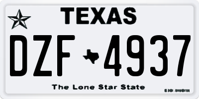 TX license plate DZF4937