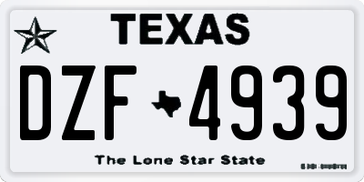 TX license plate DZF4939