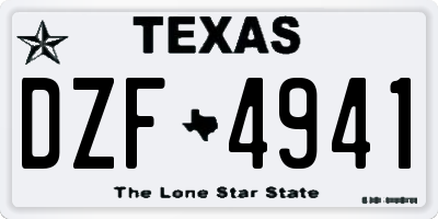 TX license plate DZF4941