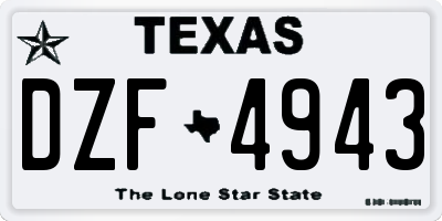 TX license plate DZF4943