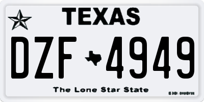 TX license plate DZF4949