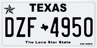 TX license plate DZF4950