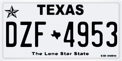 TX license plate DZF4953