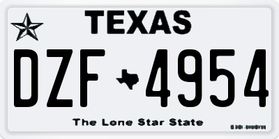TX license plate DZF4954