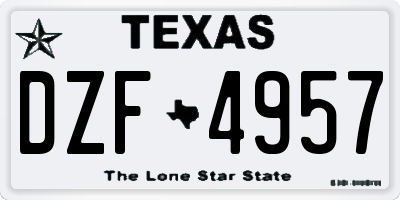TX license plate DZF4957