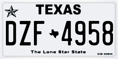 TX license plate DZF4958