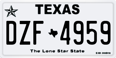 TX license plate DZF4959