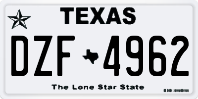 TX license plate DZF4962