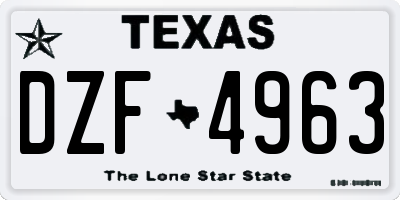 TX license plate DZF4963
