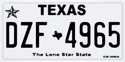 TX license plate DZF4965