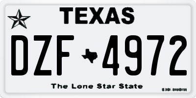 TX license plate DZF4972